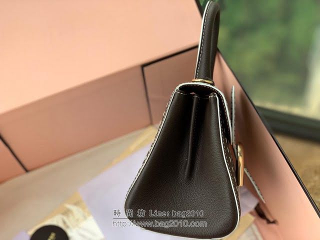 DELVAUX女包 Sellier小牛皮 德爾沃女手提包 DF0020 巧克力橡木灰 小號 Delvaux女單肩斜挎包  fcs1243